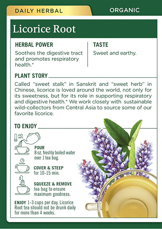 Traditional Medicinals Organic Licorice Root Herbal Tea, Soothes Digestion, (Pack Of 1) - 16 Tea Bags