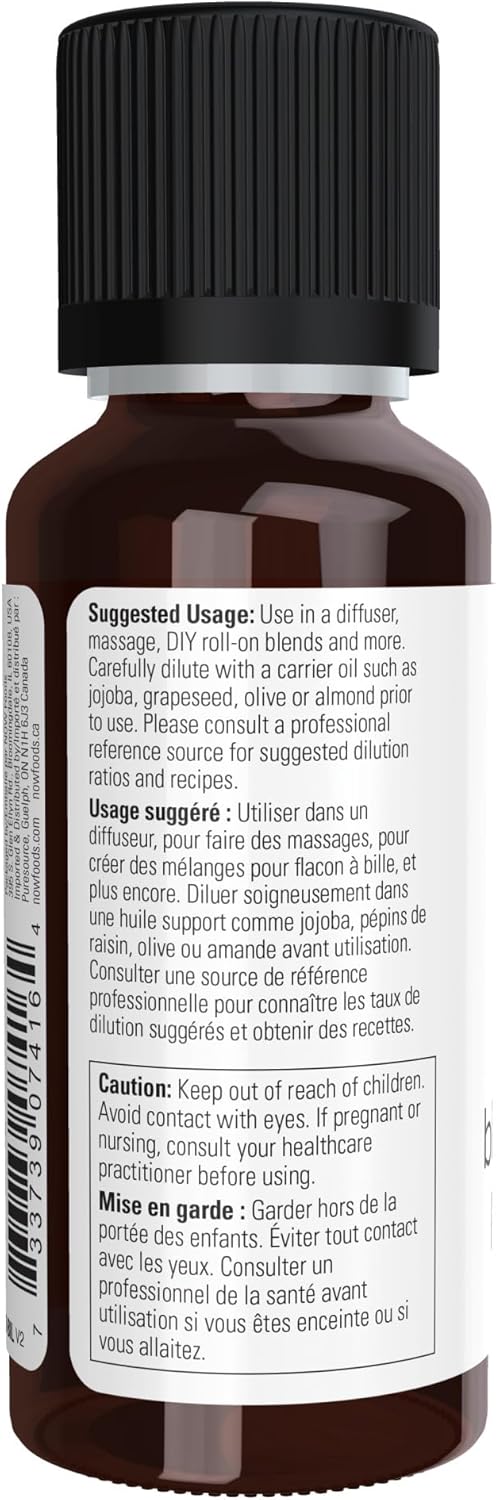Now Essential Oils, Black Pepper Oil, Spicy Aromatherapy Scent, Steam Distilled, 100% Pure, Vegan, Child Resistant Cap, 1-Ounce
