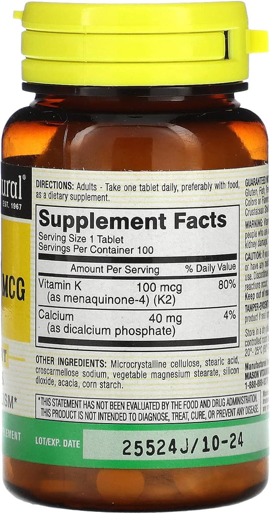 MASON NATURAL Vitamin K2 100 mcg : Health & Household