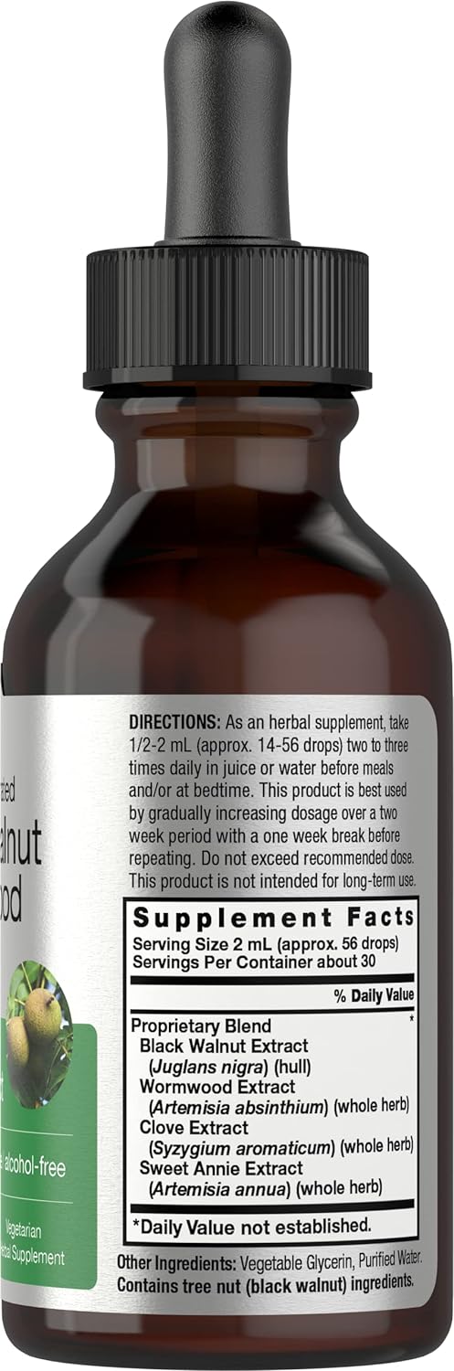 Horbäach Black Walnut Wormwood Liquid Extract | 2 Fl Oz | Alcohol Free Tincture | Vegetarian, Non-Gmo & Gluten Free