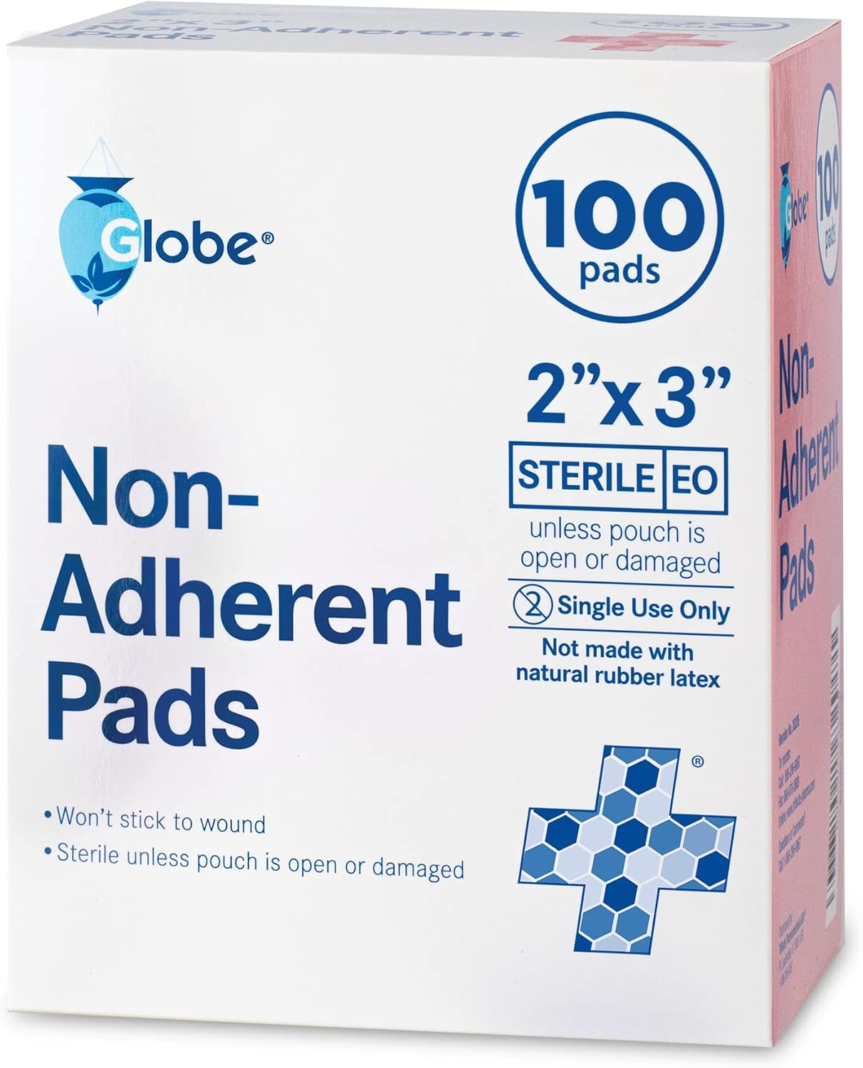 Sterile Non-Adherent Pads, (100-Pack), 2” X 3” Non-Adhesive Wound Dressing. Highly Absorbent & Non-Stick, Painless Removal-Switch. Individually Wrapped For Extra Protection (2 X 3)