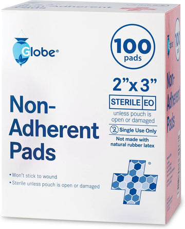 Sterile Non-Adherent Pads, (100-Pack), 2” X 3” Non-Adhesive Wound Dressing. Highly Absorbent & Non-Stick, Painless Removal-Switch. Individually Wrapped For Extra Protection (2 X 3)