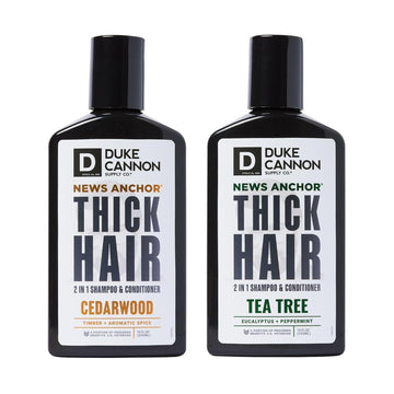 Duke Cannon Supply Co. News Anchor 2-In-1 Hair Wash Cedarwood, Tea Tree Formula Variety-Pack - Paraben Free, Protein For Strength, Superior Hydration, No Harsh Sulfates, 10 Oz (Variety 2 Pack)