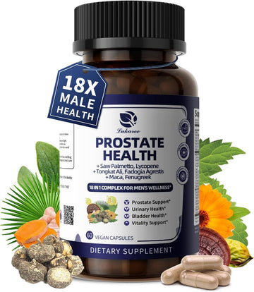 Prostate Health Supplements For Men - 18 In 1 Saw Palmetto With Pumpkin Seed & Nettle - Advanced Dht Blocker - Urinary Tract Health Support - Enhanced With Ashwagandha, Reishi, 90 Capsules