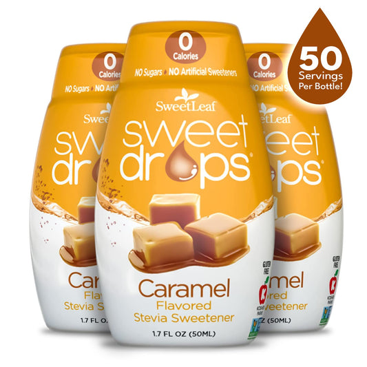 Sweetleaf Sweet Drops Caramel Stevia Liquid Sweetener - Flavor Foods, Keto Coffee With Sugar Free, 0 Calorie, Non-Glycemic Response Sweetleaf Stevia Drops, 1.7 Fl Oz Ea (Pack Of 3)