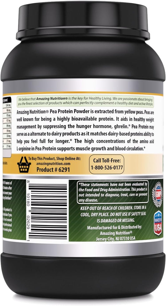 Amazing Formulas 100% Pure & Unavored Pea Protein Dietary Supplement - 2 s (Non-GMO) - Supports Energy Production and Muscle Growth - Promotes Heart and Kidney Function