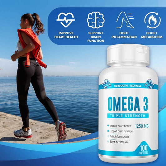 Omega 3 Triple Strength - 1250 mg - Natural Flavor - 100 Softgels, White