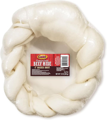 Cadet Premium Grade Beef Hide For Dogs, Long Lasting Rawhide Donut Bone, Single Ingredient Dog Chews, 8 Inch (1 Count)