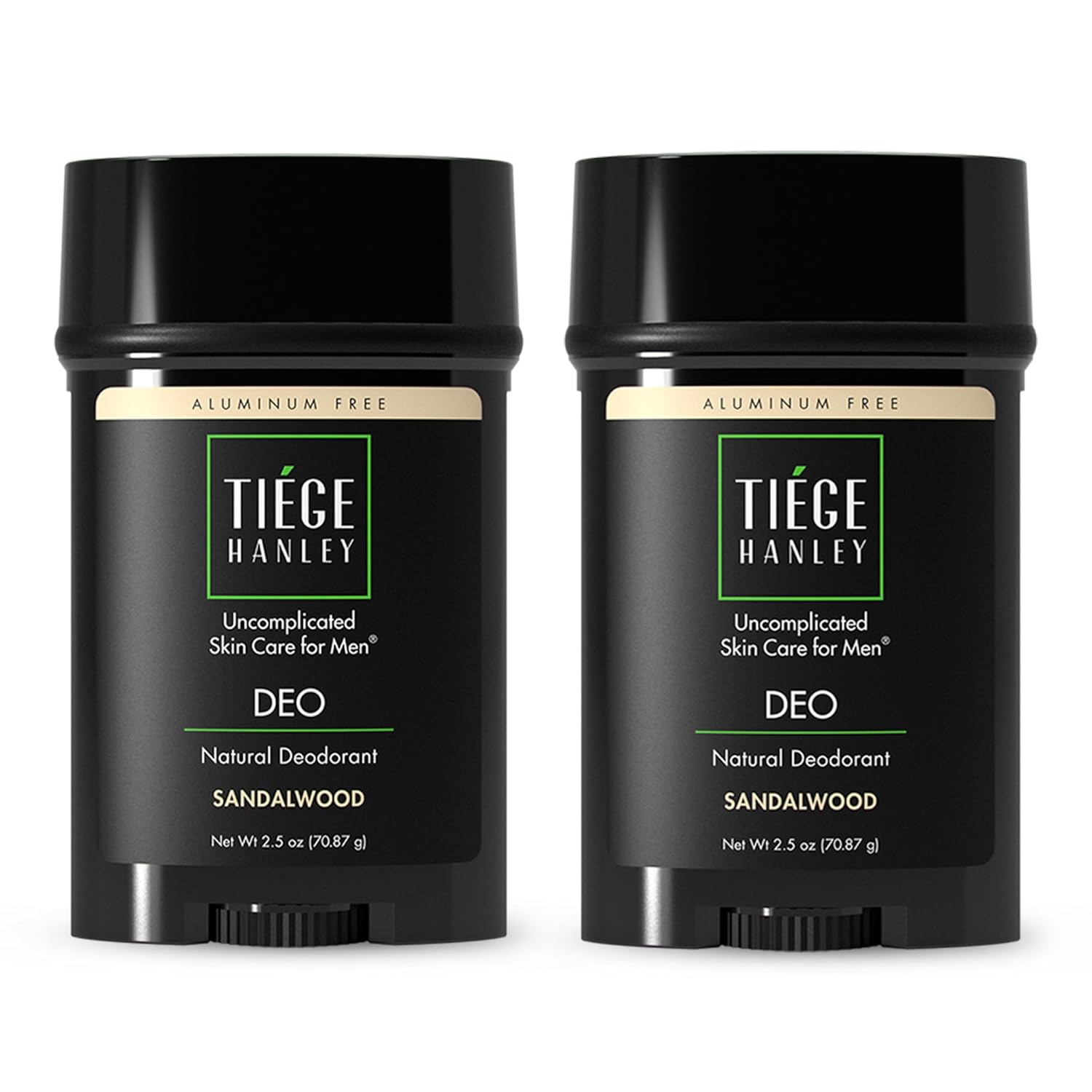 Tiege Hanley Natural Aluminum-Free Deodorant For Men - Sandalwood Scent, 2-Pack - Mens Deodorant For All Skin Types Including Sensitive Skin - Paraben-Free & Talc-Free Men'S Deodorant