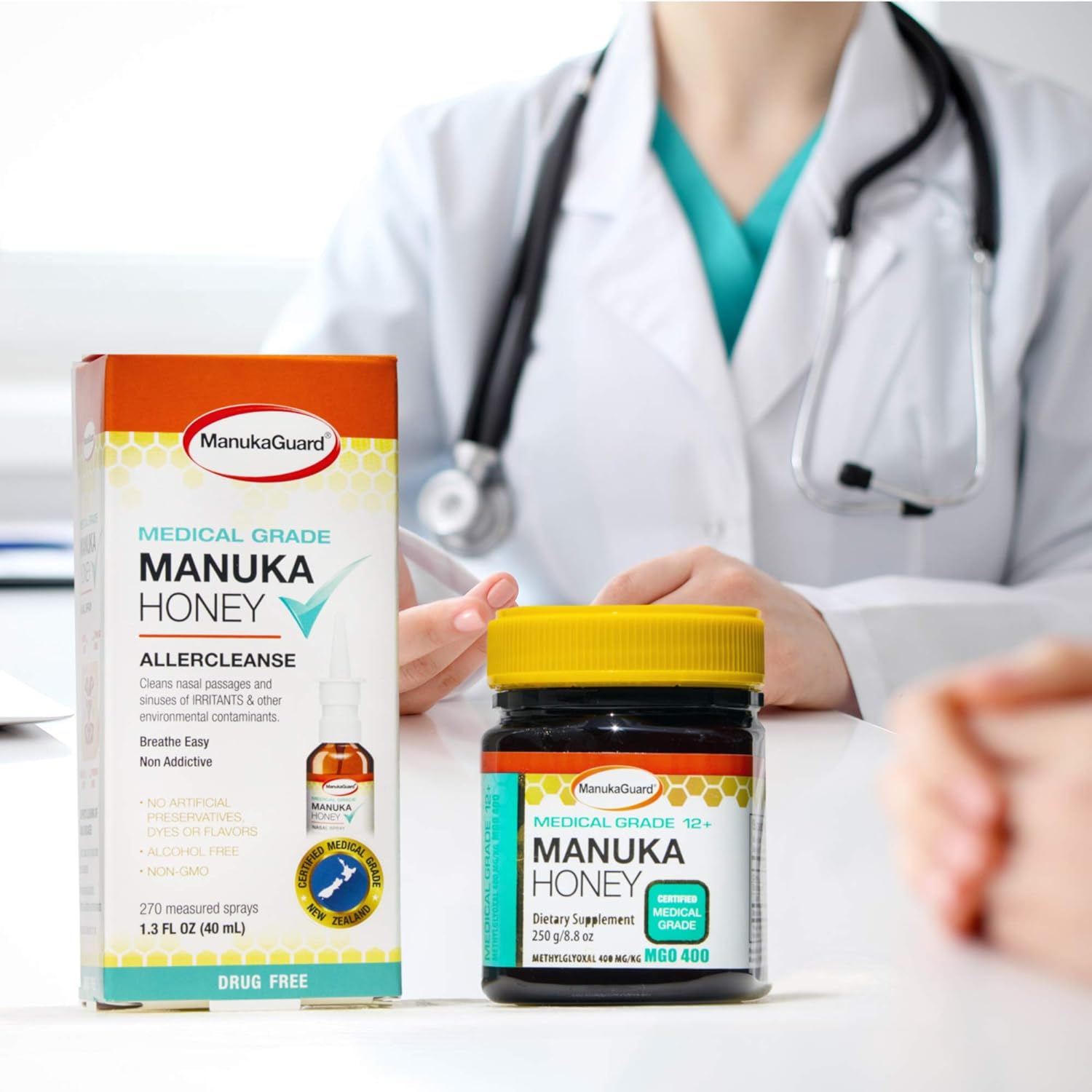 ManukaGuard® Medical Grade Manuka Honey MGO 400+ | 100% Authentic New Zealand Manuka Honey | Healing Honey for Immunity Boost | 8.8 oz : Grocery & Gourmet Food