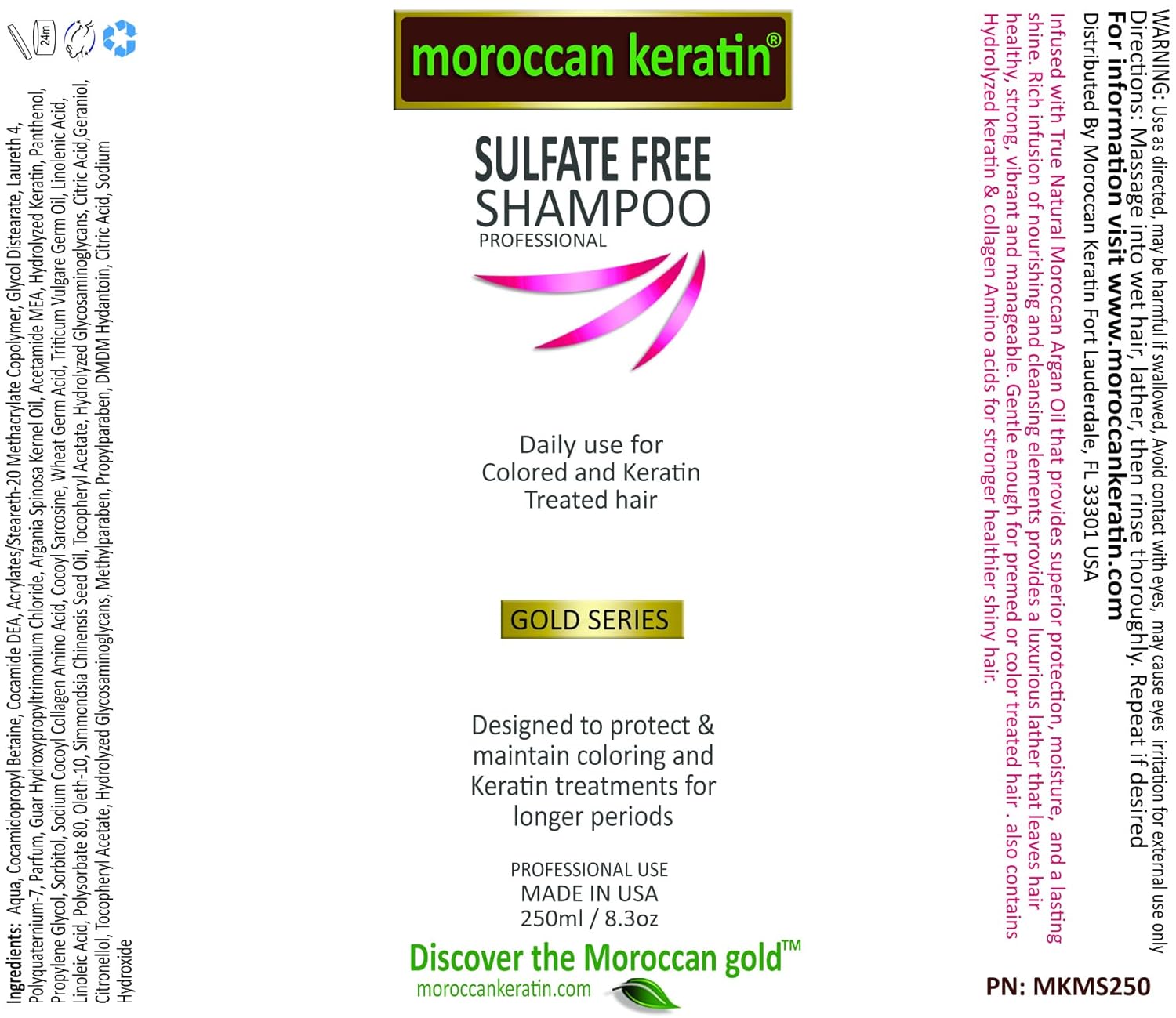 Moroccan Keratin Sulfate Free Shampoo & Conditioner Set Infused With Moroccan Argan Oil : Beauty & Personal Care