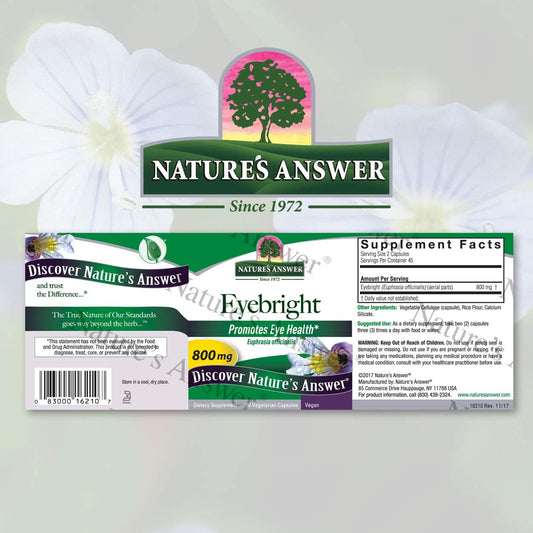 Nature's Answer Eyebright Herb 800mg 90-Capsules | Supports Eyes & Vision | Non-GMO | Alcohol-Free, Gluten-Free, Kosher Certified & No Preservatives | Single Count