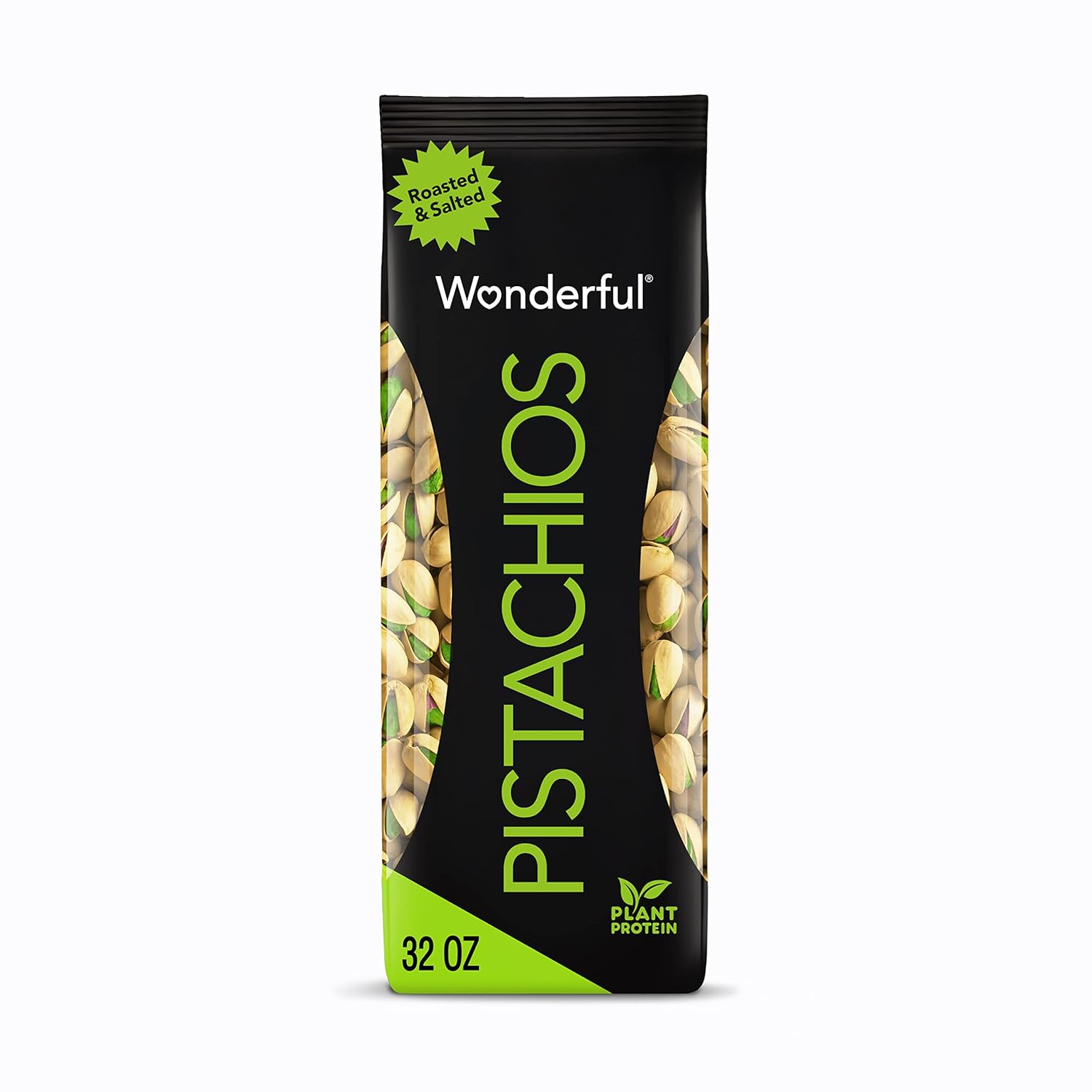 Wonderful Pistachios In Shell, Roasted & Salted Nuts, 32 Ounce Bag, Protein Snacks, Gluten Free, Healthy Snacks