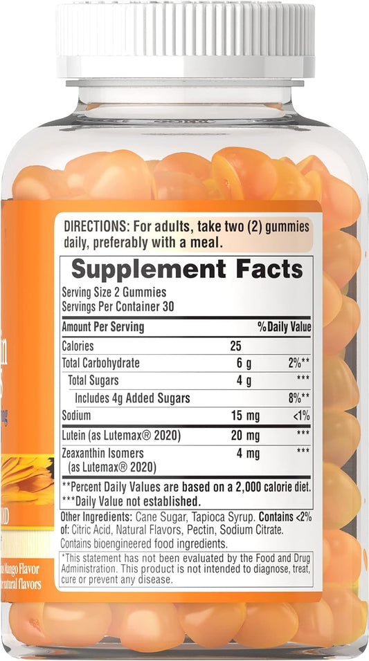 Puritan'S Pride Lutein With Zeaxanthin Gummies, Supports Eye Health, 60 Count, White