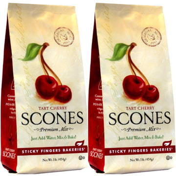 English Scone Mix, Tart Cherries by Sticky Fingers Bakeries – Easy to Make English Scones Fresh Baked, Makes 12 Scones (2pk)