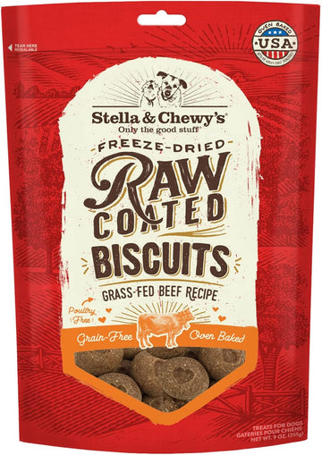 Stella & Chewy'S Freeze-Dried Raw Coated Dog Biscuits – Grass-Fed Beef Recipe – Protein Rich, Grain Free Dog & Puppy Treat – Great Snack For Training & Rewarding – 9 Oz Bag