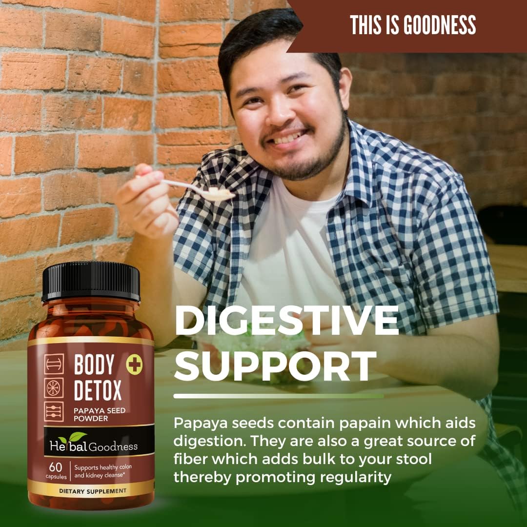 Herbal Goodness Body Detox Plus - Body Detox Cleanse for Men and Women - Full Body and Colon Cleanser, Liver Detox and Colon Broom - 60 Capsules, 1 Unit : Health & Household