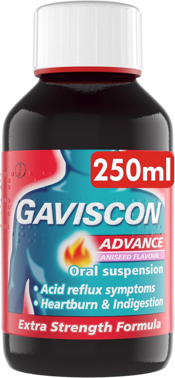 Gaviscon Advance Aniseed Liquid 250Ml - Advanced Formula, Fast Heartburn & Indigestion Relief, Convenient Sachets, Antacids For Effective Digestion, Nausea Aid