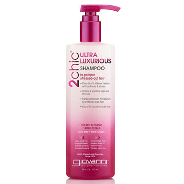 Giovanni 2Chic Ultra-Luxurious Shampoo - Shampoo For Curly & Wavy Hair, Aloe Vera, Pro-Vitamin B5, Lauryl & Laureth Sulfate Free, No Parabens, Color Safe, Cherry Blossom & Rose Petals - 24 Oz