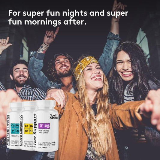 Liver Support & Pleasant Morning Pills | After Party Supplement Kit With Milk Thistle + Electrolytes & B Complex Vitamins Recovery | Rapid Hydration Mental Focus More Energy For A Better You