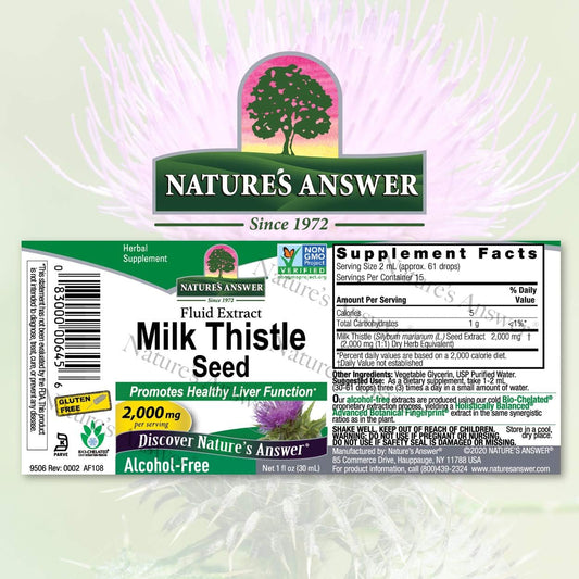 Nature's Answer Milk Thistle 2000 mg 1 Extract | Promotes Liver Function | Non-GMO, Kosher Certified, Gluten-Free | 2 Pack
