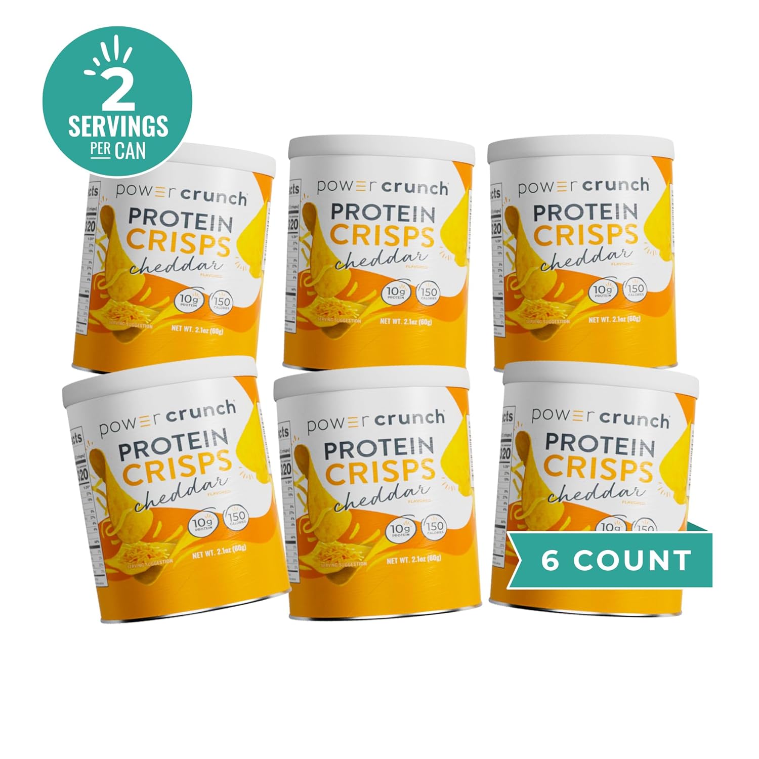 Power Crunch Protein Crisps, A Potato Style Protein Chip, Cheddar, 10G Of Protein, 1.05 Ounces Per Serving (Pack Of 6)