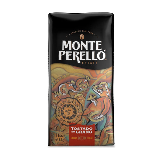 Monte Perelló, 16 oz Bag (1 LB/ 453.6 g), Whole Bean Coffee, Medium Roast - Product from the Dominican Republic (Pack of 4)