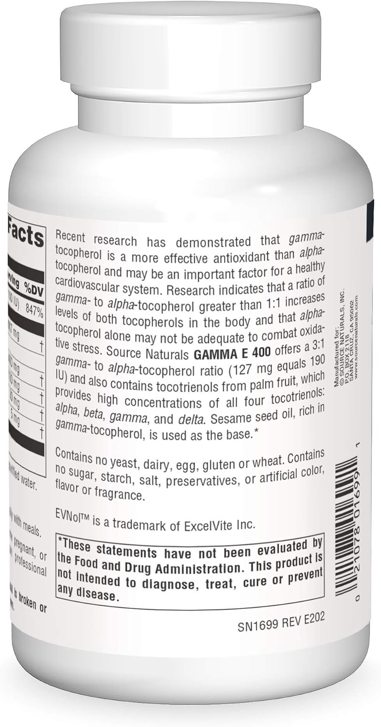 SOURCE NATURALS Gamma E Complex 400 Mg - 120 Softgels