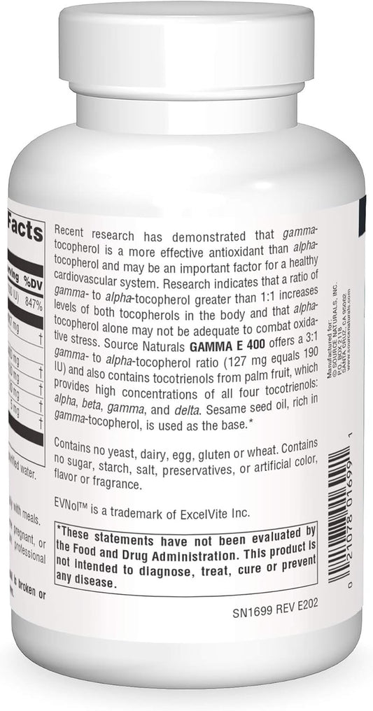 SOURCE NATURALS Gamma E Complex 400 Mg - 120 Softgels