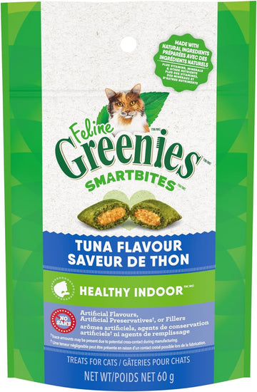 Greenies SMARTBITES HEALTHY INDOOR Natural Treats for Cats, Tuna Flavor, 2.1 oz. Pouch