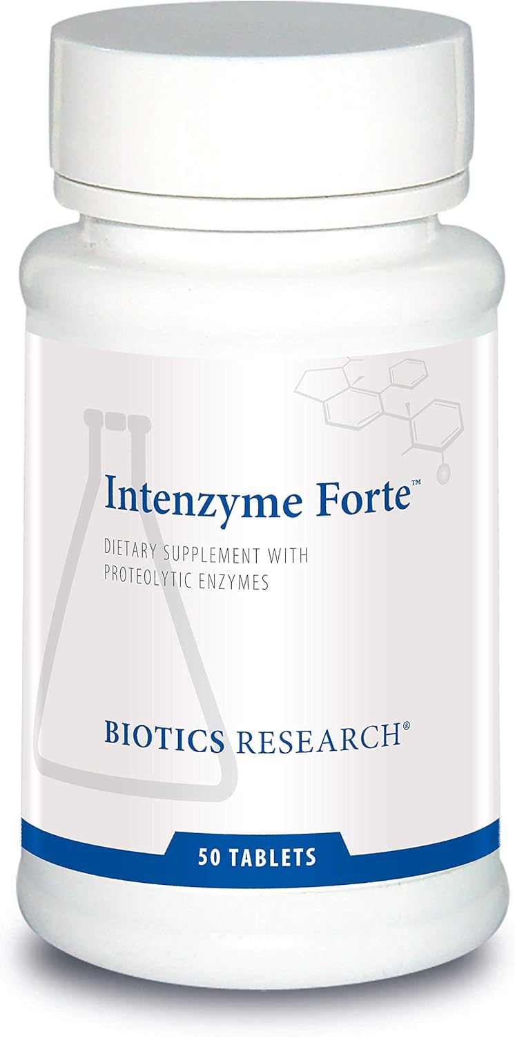 Biotics Research Intenzyme Forte Proteolytic Enzymes, Pancreatin, Bromelain, Papain, Lipase, Amylase, Protein Digestion. 50 Tabs