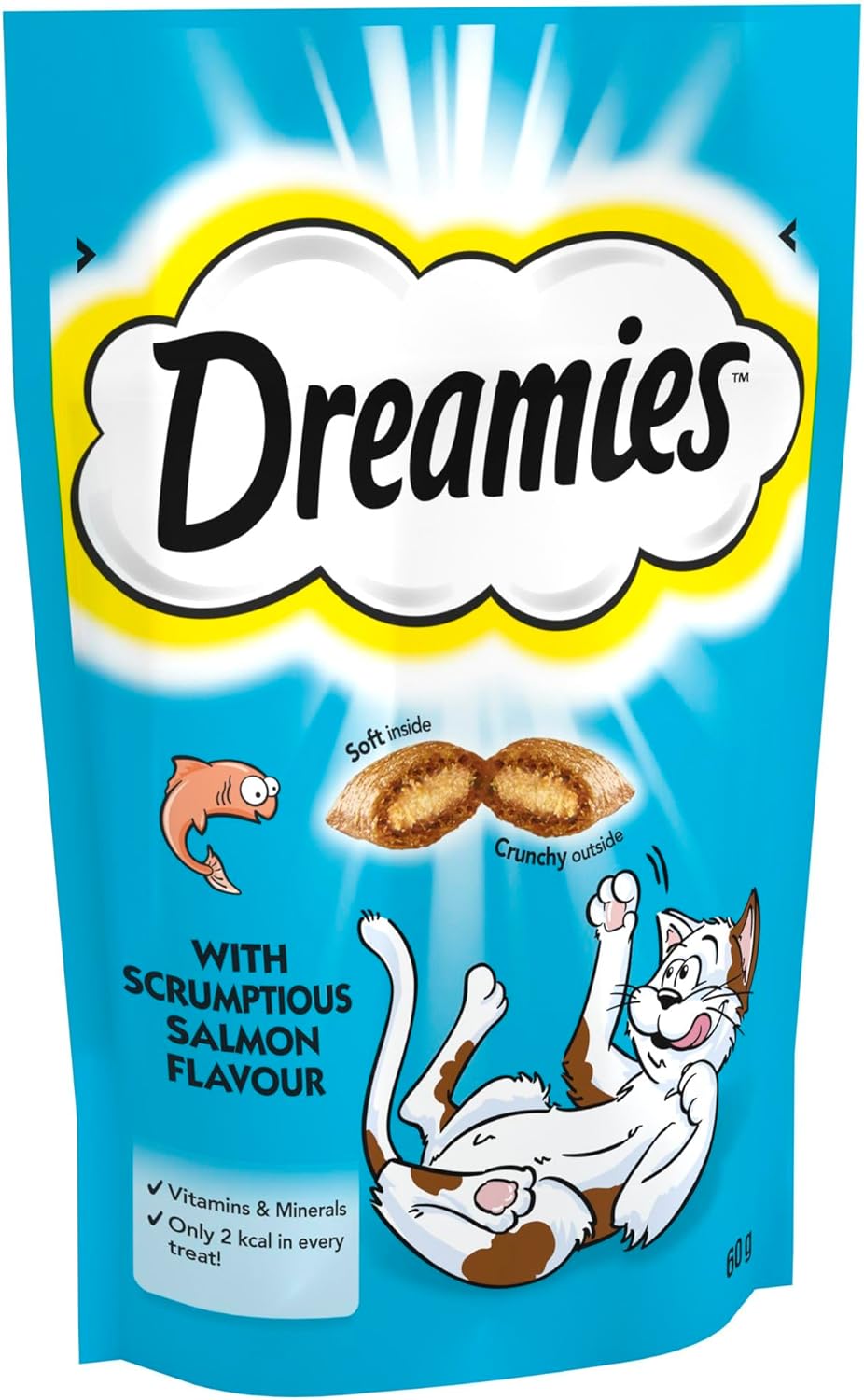 Dreamies Cat Treats, Tasty Snacks with Tempting Salmon, 8 Pouches of 60 g?228487