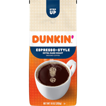 Dunkin' Extra Dark Roast Espresso Style Coffee, 10 Ounce (Pack of 6)