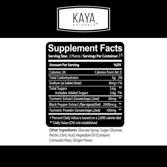 Kaya Naturals Turmeric Nature Made Bioperine, Joint Support With 95% Standardized Curcuminoids | Curcumin Nature Made - 1300Mg Turmeric Capsules | Turmeric Curcumin - 30 Capsules