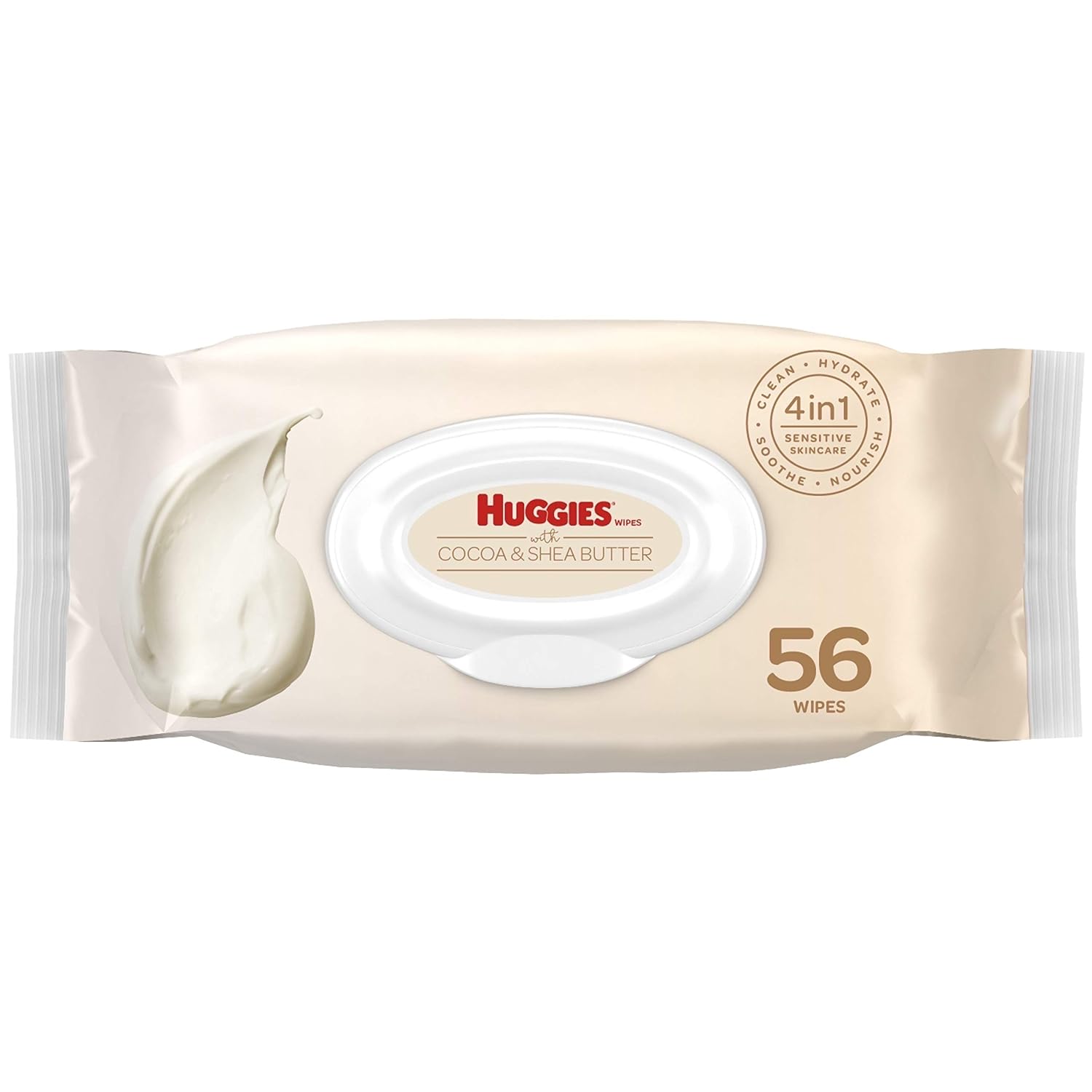 Huggies Nourish Care Baby Wipes Sensitive Skincare Scented Waterbased Fliptop Pack, 56 Count