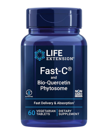 Life Extension Fast-C & Bio-Quercetin Phytosome  Fast Delivery & Absorption Vitamin C Supplement For Optimum Immune Support  Gluten-Free, Non-Gmo, Vegetarian  60 Tablets