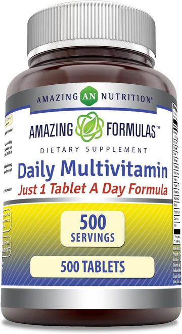 Amazing Formulas Daily Multivitamin 500 Tablets Supplement | Just 1 Tablets A Day | Non-GMO | Gluten Free | Made in USA