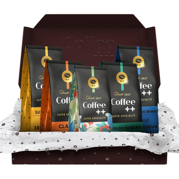 Coffee++ Super Specialty Ground Coffee - Gift For Mom & Dad - 100% Arabica - 84 Sca Grade - Medium Roast Ground - Cup Of Excellence Grade 89+ - Pack Of 5X10 - Arara + Classic + Farms