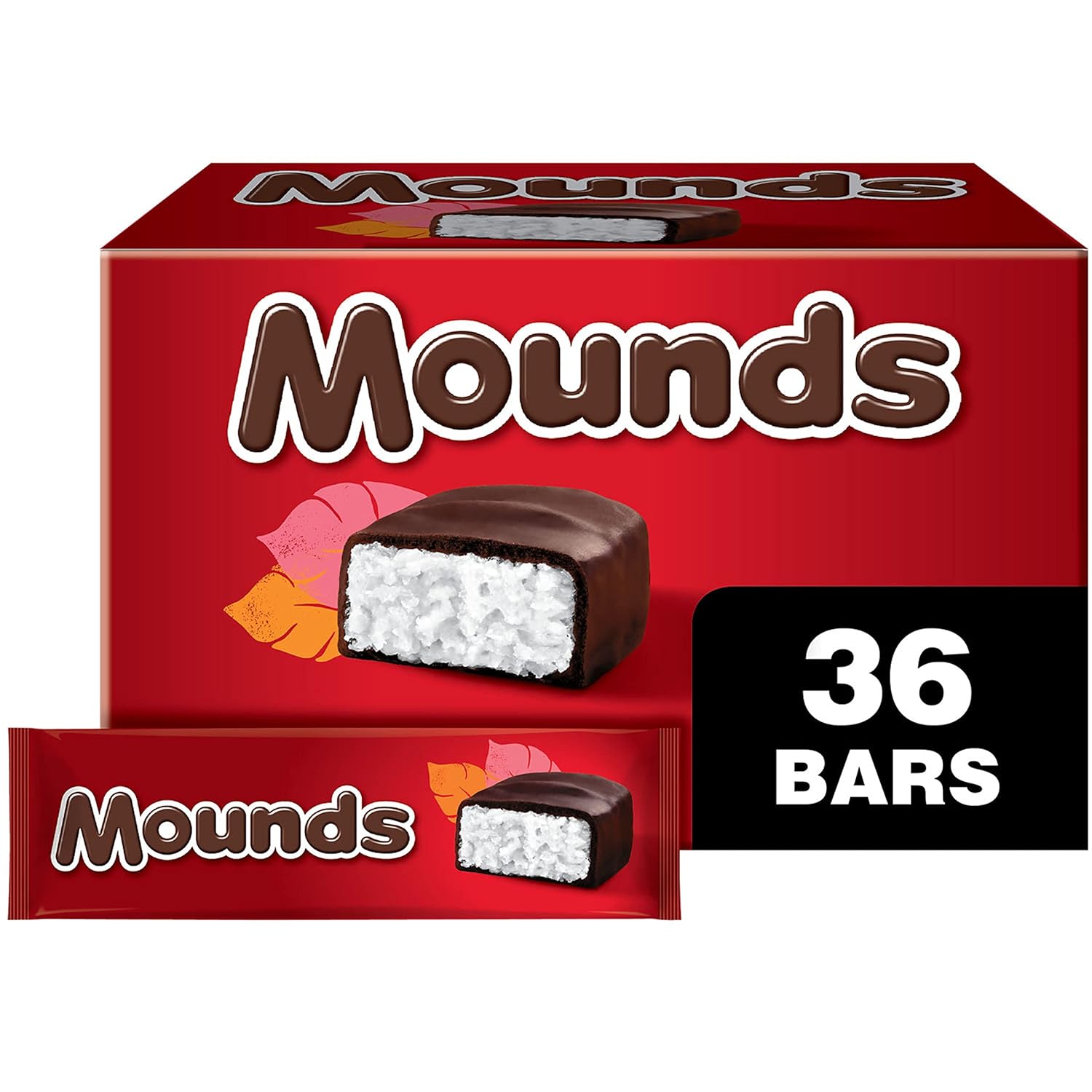 Mounds Dark Chocolate And Coconut Candy Bars, 1.75 Oz (36 Count)