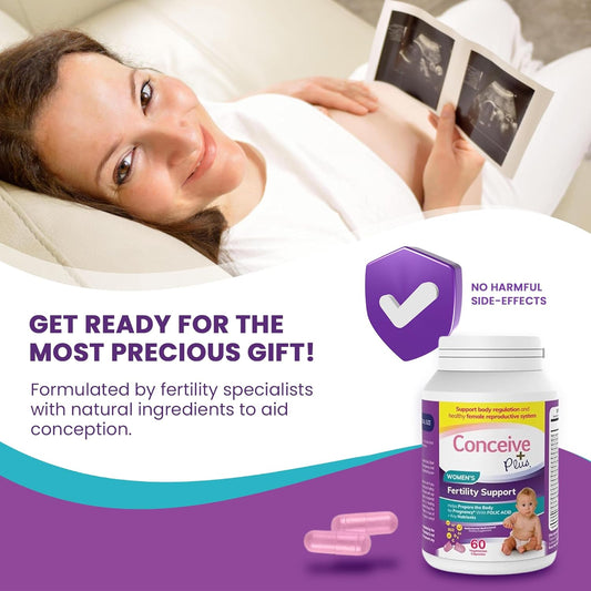 Conceive Plus Fertility Supplements For Women - Prenatal Vitamins - Promote Ovulation, Aid Hormone Balance, Cycle Consistency, Myo-Inositol, Folate, Folic Acid, Biotin For Conception, 60 Soft Capsules