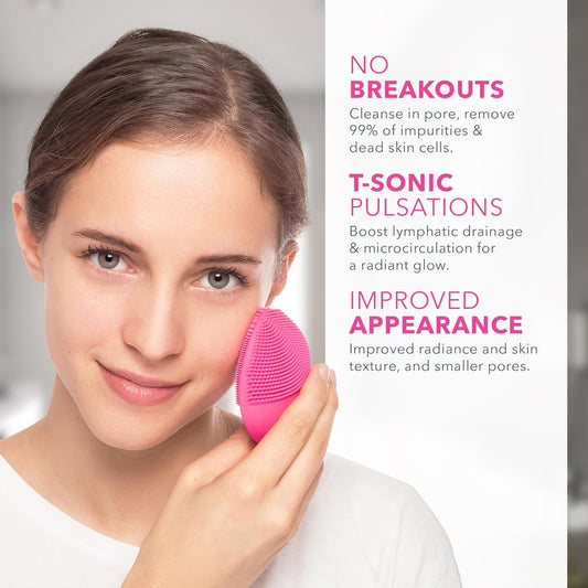 Foreo Luna Mini 2 Facial Cleansing Brush - Travel Accessories - Face Massager Electric - All Skin Types Ultra-Hygienic Skincare - Simple Face Wash - Silicone Electric Face Cleanser - Pearl Pink