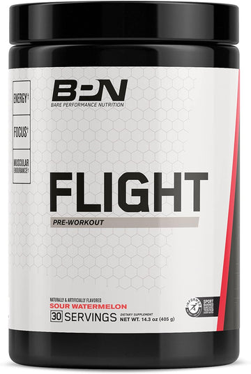 BARE PERFORMANCE NUTRITION, BPN Flight Pre Workout, Strong Increased Energy/Focus, Improved Endurance/Muscle Pumps, Sour Watermelon