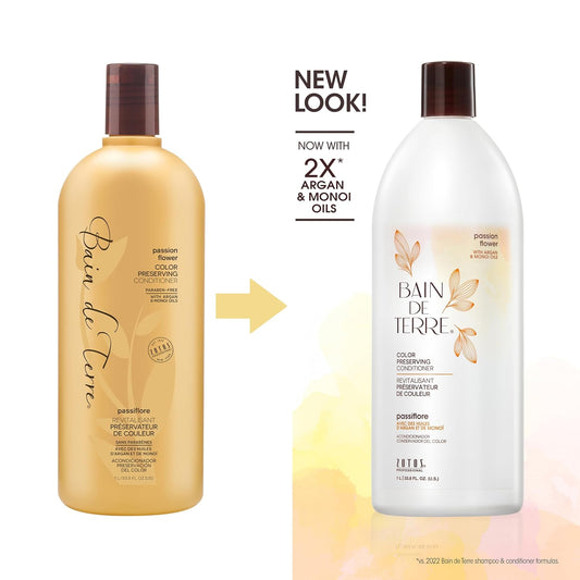 Bain de Terre Color Preserving Shampoo/Conditioner | Passion Flower | Protects & Maintains Color-Treated Hair | Argan & Monoi Oils | Paraben Free | Color-Safe