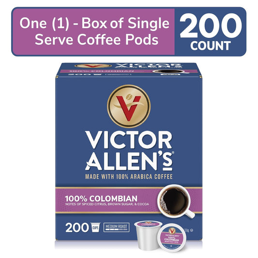 Victor Allen'S Coffee 100% Colombian, Medium Roast, 200 Count, Single Serve Coffee Pods For Keurig K-Cup Brewers