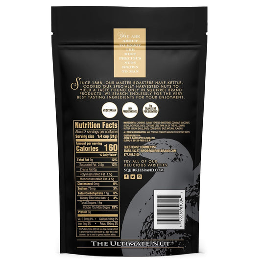 Squirrel Brand Caramel Toasted Colada Cashews 3.5 Oz Resealable Bag With Sweet Toasted Coconut, Natural Flavors