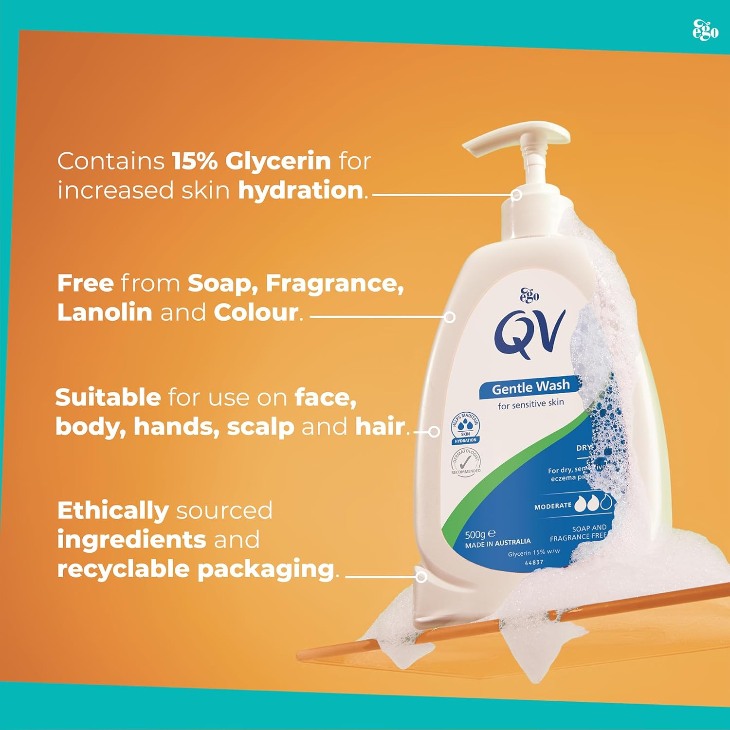 QV Gentle Wash 500g, Soap-Free, Moisturising, Low Irritant, PH Balanced, Body Wash for Eczema and Dry Skin Conditions & Qv Intensive Ointment 450G : Amazon.co.uk: Beauty