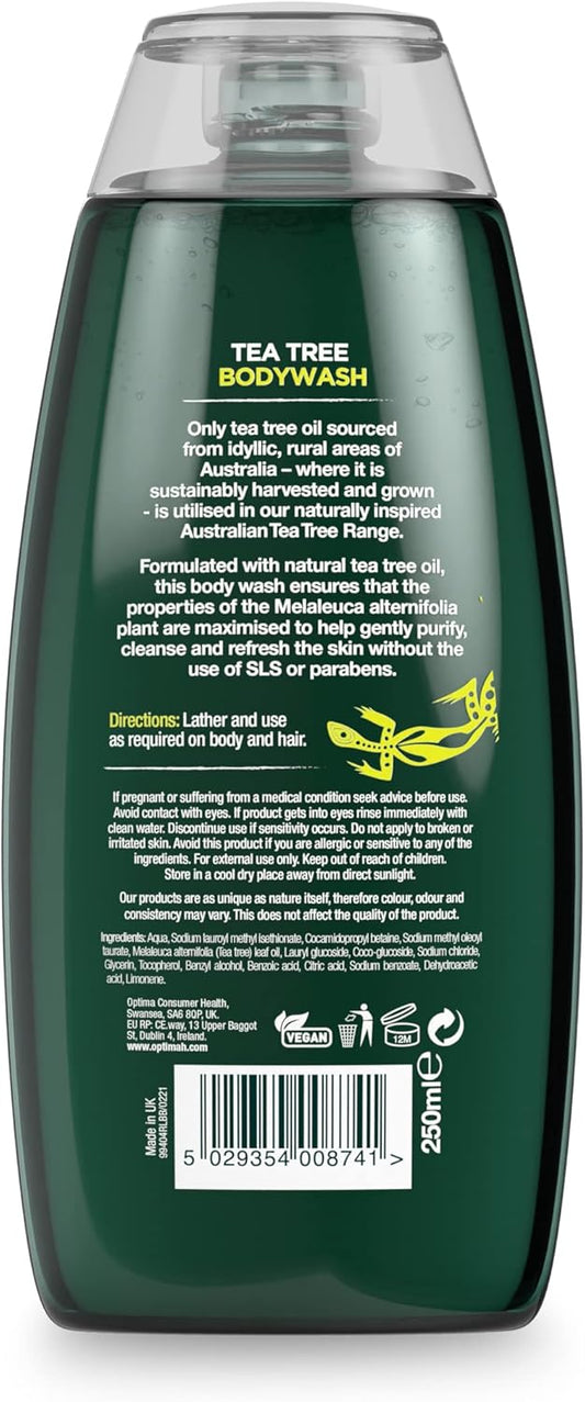 Australian Tea Tree Body Wash, Purifying, Natural, Vegan, Cruelty Free, Paraben And Sls Free, Stimulating, 250 Ml