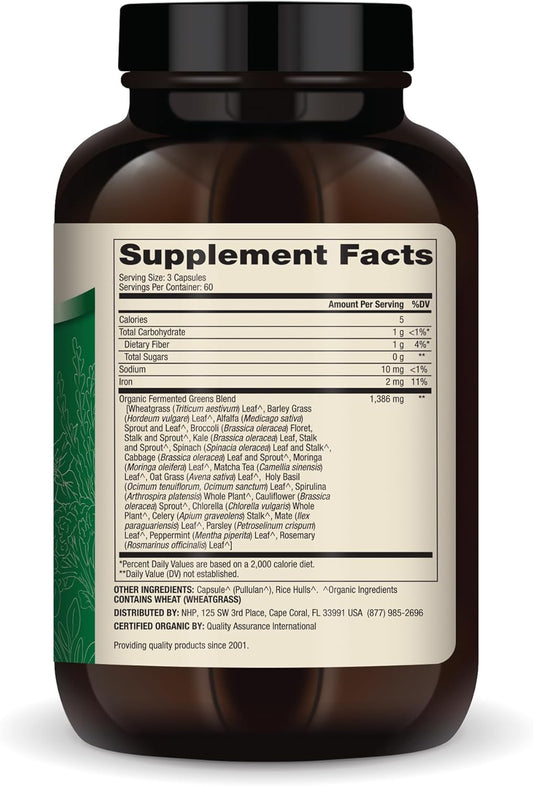Dr. Mercola Organic Fermented Greens, 30 Servings (180 Capsules), Dietary Supplement, Supports Immune Health, Non-GMO, Certified USDA Organic