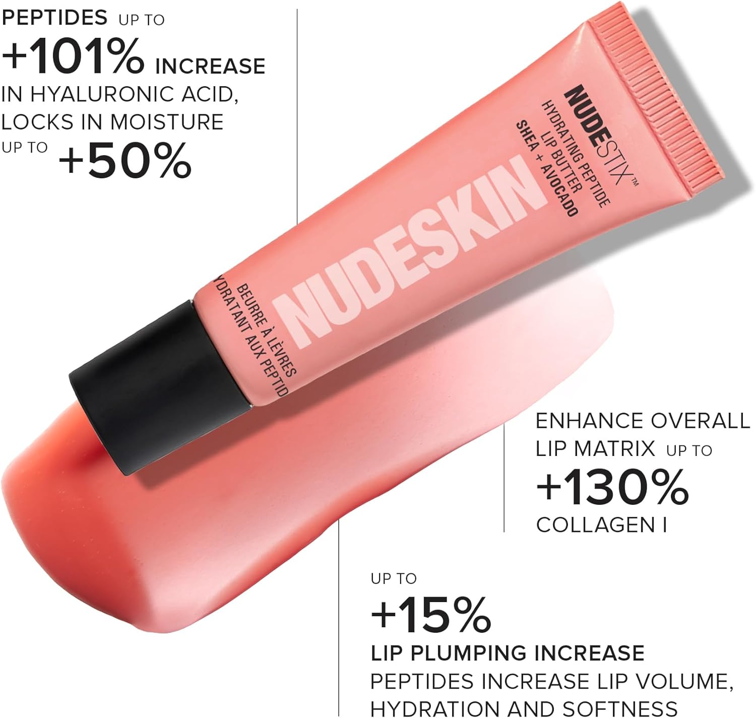 Nudestix Hydrating Peptide Lip Butter Tint Set – 3-Piece Glossy Lip Balm Kit With Avocado, Shea Butter & Peptides | Plumping, Moisturizing Nude Lip Tints | Clean, Vegan & Cruelty-Free