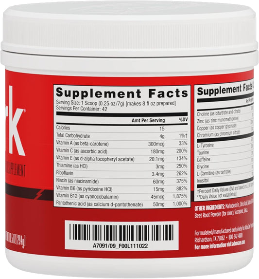 Advocare Spark Vitamin & Amino Acid Supplement - Focus & Energy Drink Powder Mix With Vitamin A, B-6, C & E - Also Includes L-Carnitine & L-Tyrosine - Cherry, 10.5 Oz